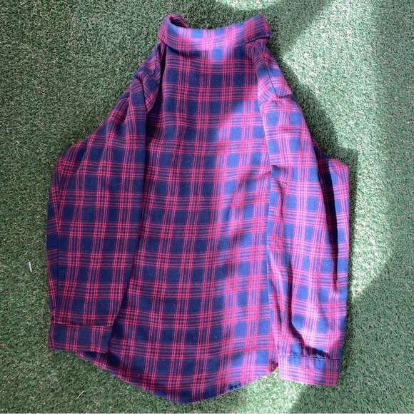 Red and navy plaid flannel - Picture 2 of 3